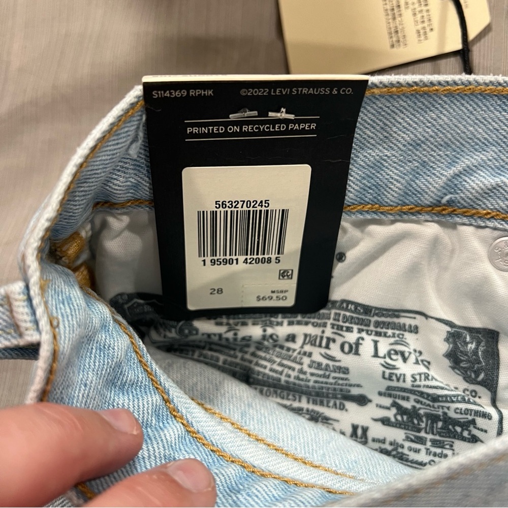 Levi's Blue Jean Shorts Distressed High-Waisted - Picture 4 of 5